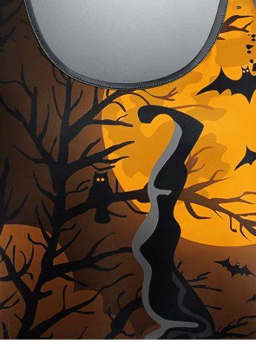 Plus Size Hat Pumpkin Moon Tree Owl Print Halloween T-shirt