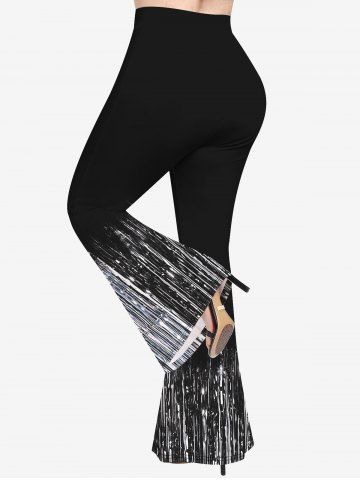 Plus Size Glitter Print Flare Pants