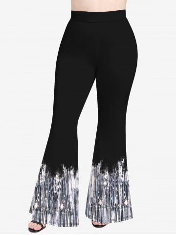 Plus Size Glitter Print Flare Pants