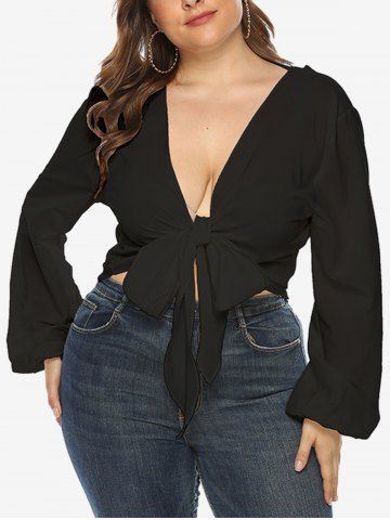 Blouse Nœud Papillon de Grande Taille - BLACK - 3XL