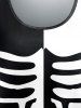 Halloween Costume Skeleton Printed Two Tone T-shirt and Flare Pants Outfit -  