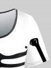Halloween Costume Skeleton Printed Two Tone T-shirt and Flare Pants Outfit -  