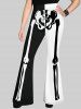 Halloween Costume Skeleton Printed Two Tone T-shirt and Flare Pants Outfit -  