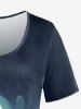 Gothic Ghost Cross Tombstone Print T-shirt -  
