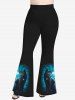 Pantalon Evasé D'Halloween Chat Arbre Ange Imprimés de Grande Taille - Noir S