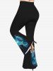 Pantalon Evasé D'Halloween Chat Arbre Ange Imprimés de Grande Taille - Noir S