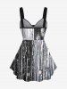 Plus Size Glitter Print Cinched Tank Top -  