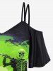 T-shirt D'Halloween Gothique Lune Squelette Imprimés - Noir 4X