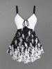 Gothic Ghost Print Cinched Halloween Tank Top -  