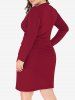 Plus Size Tulip Hem Ruched Surplice Fitted Dress -  