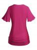 Plus Size Faux Twinset Twist Cinched Side Flutter Sleeve Casual T Shirt -  