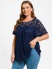 T-shirt Grande Taille à Manche Flottante en Dentelle - Bleu profond M | US 10