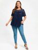 T-shirt Grande Taille à Manche Flottante en Dentelle - Bleu profond M | US 10
