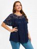 T-shirt Grande Taille à Manche Flottante en Dentelle - Bleu profond M | US 10