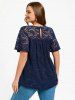 T-shirt Grande Taille à Manche Flottante en Dentelle - Bleu profond M | US 10