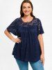 Plus Size Lace Flutter Sleeves Tee -  