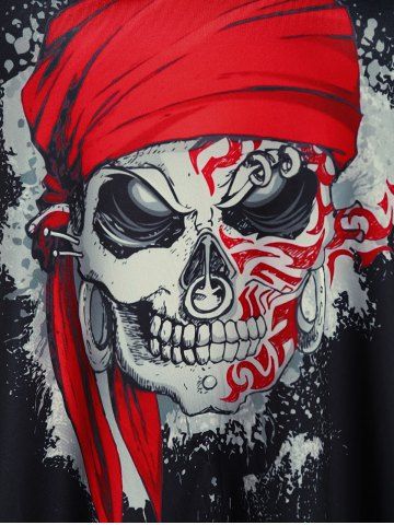 Plus Size Gothic Skulls Printed Two Tone Cold Shoulder Tee