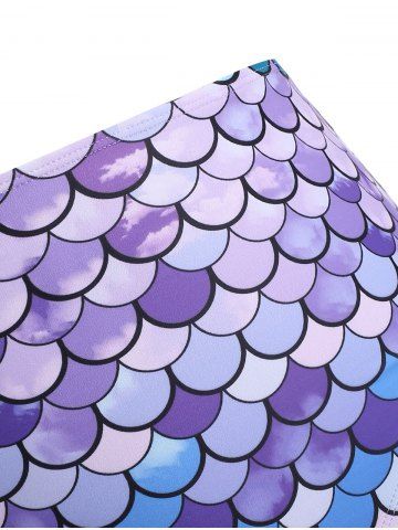 Knot Flounce Scale Print Mermaid Tankini Swimsuit
