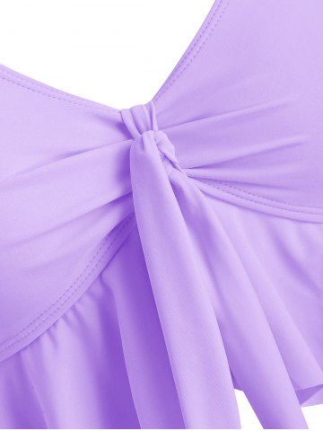 Knot Flounce Scale Print Mermaid Tankini Swimsuit