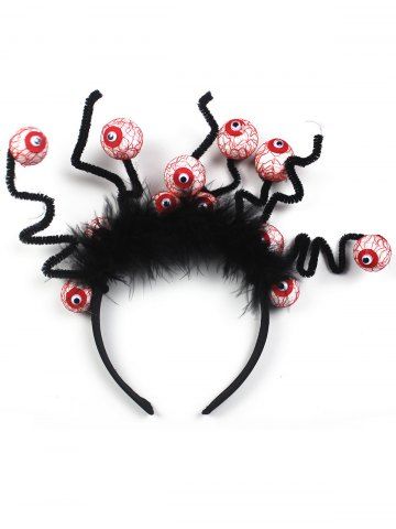 Halloween Fluffy Horrible Eye Hair Hairband - BLACK