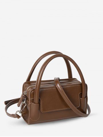 Women's Daily Solid Color Retro Rectangle Boxy Handbag Crossbody Bag - COFFEE - REGULAR
