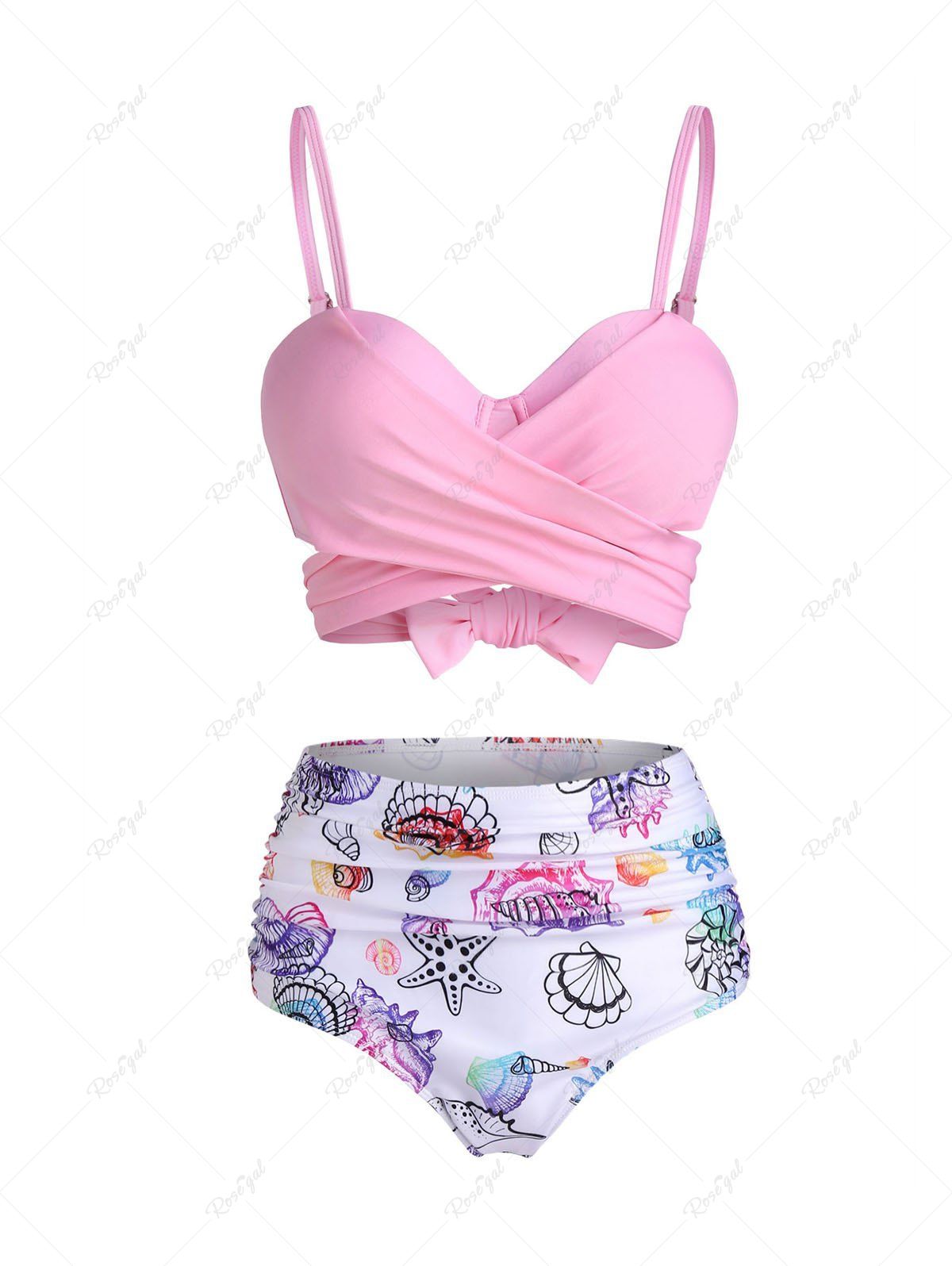 Shell Starfish Print Tie Dye Padded Bikini Set - 2xl