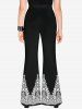 Floral Lace Panel Print Cinched Tank Top And  Paisley Figure Print Flare Pants Gothic Outfit -  
