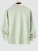 Men's Basic Solid Color Front Pocket Design Long Sleeves Polo Collar Casual Shirt -  