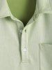Men's Basic Solid Color Front Pocket Design Long Sleeves Polo Collar Casual Shirt -  