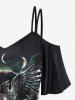 Plus Size Eagle Pentagram Moon Print Cold Shoulder Cami T-shirt -  