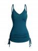 Moon and Star Print Skew Neck T Shirt and Cinched Ruched Camisole Set -  
