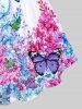 Plus Size Butterfly Floral Print Cinched Tank Top -  