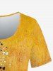 Plus Size Painting Splatter Patchwork Print Ombre T-shirt -  