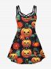 Gothic Pumpkin Leaf Print Crisscross Halloween Cami Dress -  
