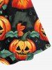 Robe D'Halloween Gothique Croisée Citrouille Feuille Imprimées à Bretelle - Multi-A 6X