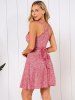 Metal Strap Crossover Bowknot Heathered A Line Dress -  