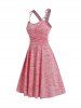 Metal Strap Crossover Bowknot Heathered A Line Dress -  