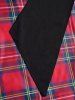 Plaid Houndstooth Pattern Self Belted Short Sleeve High Waisted A Line Mini Dress -  