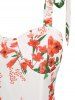 Allover Floral Print Tie Shoulder Dress -  