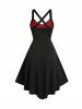 Lace Skull Cross A Line Dress -  