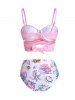 Ensemble de Bikini Matelassé à Imprimé Coquille et Etoile de Mer - Rose clair L