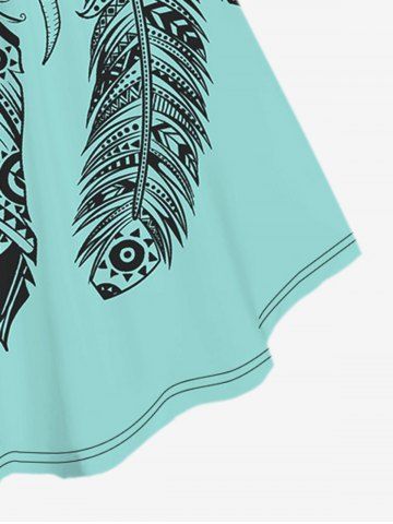 Plus Size Feather Moon Dreamcatcher Print Cinched Tank Top