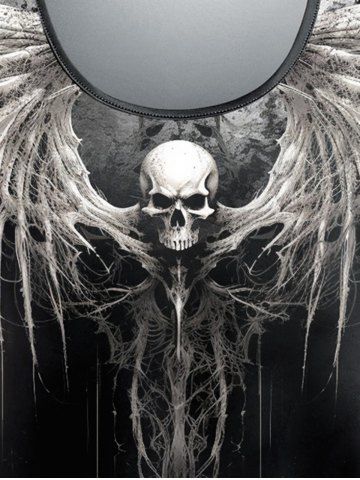 Gothic Skull Wings Tie Dye Print Ombre Halloween T-shirt