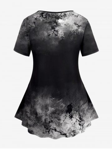 Gothic Skull Wings Tie Dye Print Ombre Halloween T-shirt