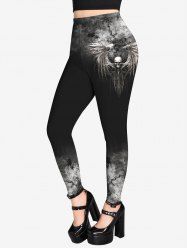 Gothic Skull Wings Tie Dye Print Ombre Halloween Skinny Leggings -  