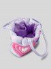 Women's Fashion Y2K Daily Colorblock Heart Motif Macaron Color Padded Quilted Puffer Design Shoulder Tote Bag -  