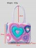 Women's Fashion Y2K Daily Colorblock Heart Motif Macaron Color Padded Quilted Puffer Design Shoulder Tote Bag -  