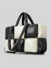 Sac Fourre-tout Matelassé Quotidien en Deux Couleurs Matelassé Surdimensionné - Noir 
