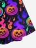 Robe D'Halloween Croisée Colorée Citrouille Imprimée de Grande Taille à Bretelle - Pourpre  6X