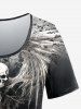 Gothic Skull Wings Tie Dye Print Ombre Halloween T-shirt -  